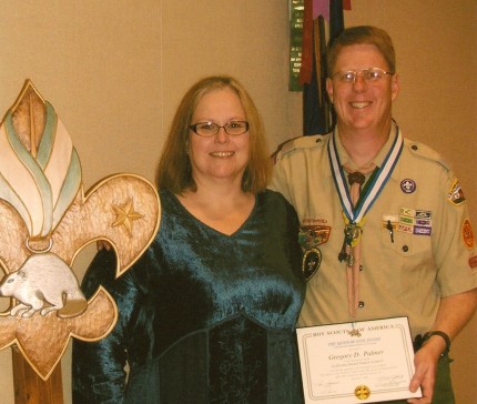 Janet and I after recieving the Silver Beaver Award