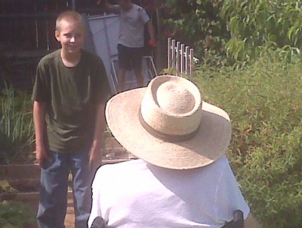 Jacob and his Grandfather on Grandpa's garden