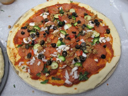 Pizza before the cheese is added